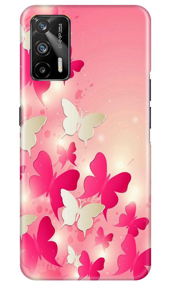 White Pick Butterflies Mobile Back Case for Realme GT (Design - 28) White Pick Butterflies Case for Realme GT