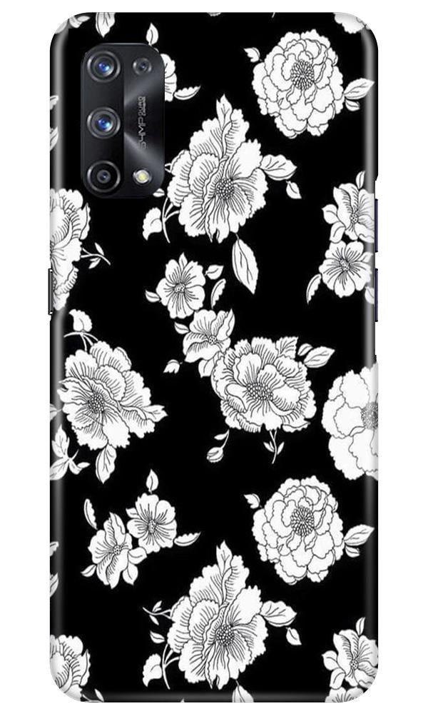 White flowers Black Background Mobile Back Case for Realme X7 (Design - 9) White flowers Black Background Case for Realme X7
