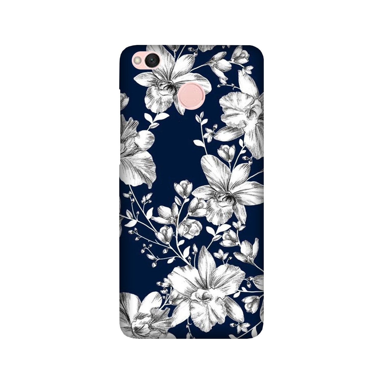 White flowers Blue Background Mobile Back Case for Redmi 4 (Design - 14) White flowers Blue Background Case for Redmi 4