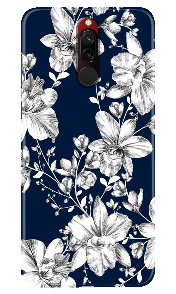 White flowers Blue Background Mobile Back Case for Xiaomi Redmi 8 (Design - 14) White flowers Blue Background Case for Xiaomi Redmi 8