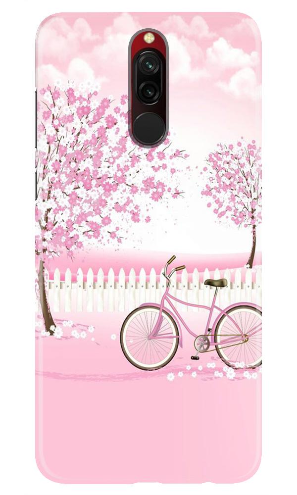 Pink Flowers Cycle Mobile Back Case for Xiaomi Redmi 8 (Design - 102) Pink Flowers Cycle Case for Xiaomi Redmi 8 (Design - 102)