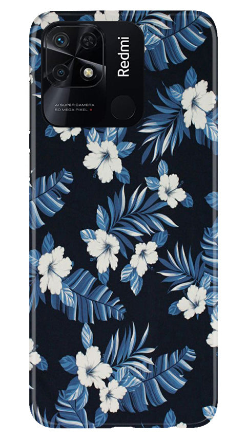 White flowers Blue Background2 Mobile Back Case for Redmi 10 (Design - 15) White flowers Blue Background2 Case for Redmi 10