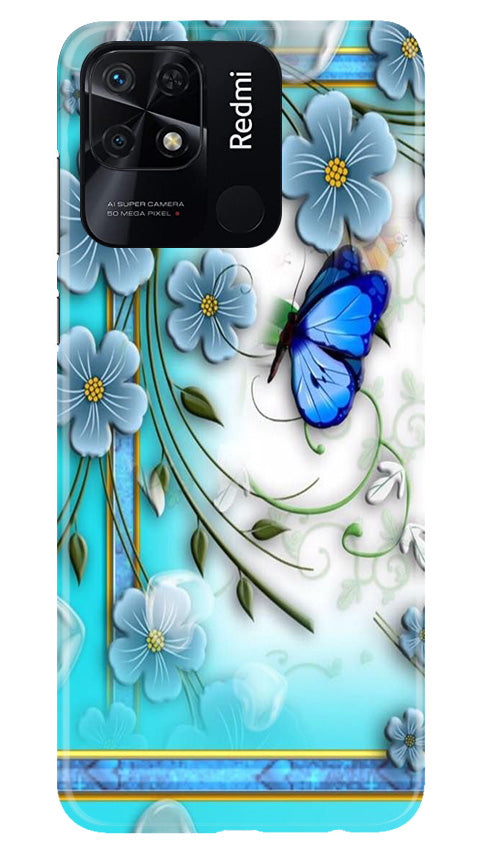 Blue Butterfly Mobile Back Case for Redmi 10C (Design - 21) Blue Butterfly Case for Redmi 10C