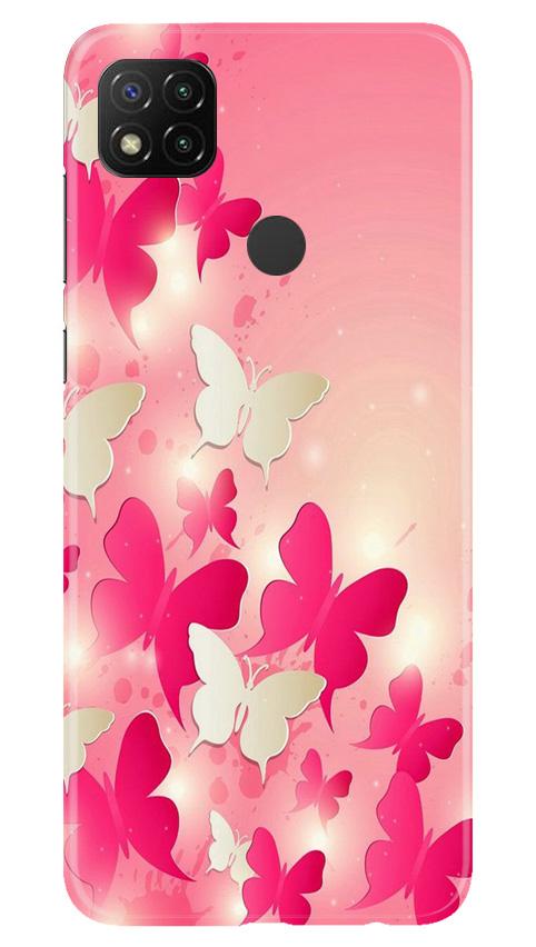 White Pick Butterflies Mobile Back Case for Xiaomi Redmi 9c (Design - 28) White Pick Butterflies Case for Xiaomi Redmi 9c