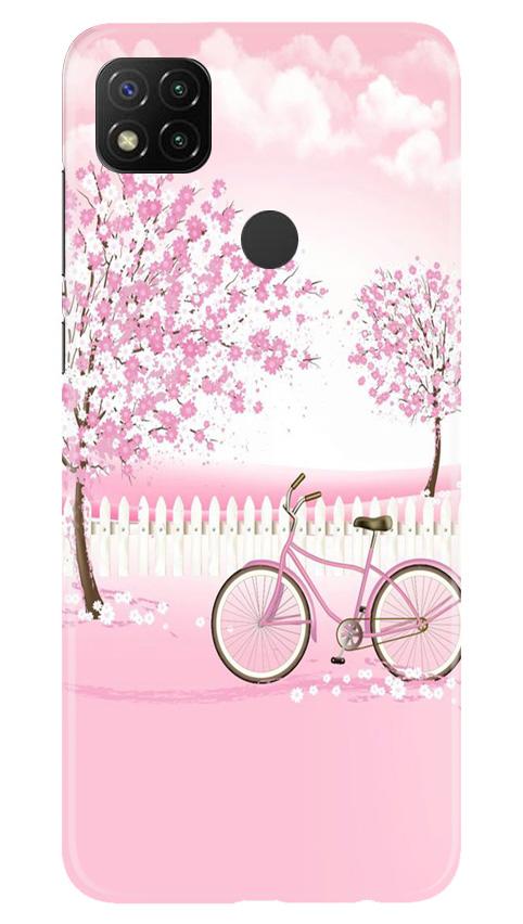 Pink Flowers Cycle Mobile Back Case for Xiaomi Redmi 9c (Design - 102) Pink Flowers Cycle Case for Xiaomi Redmi 9c (Design - 102)