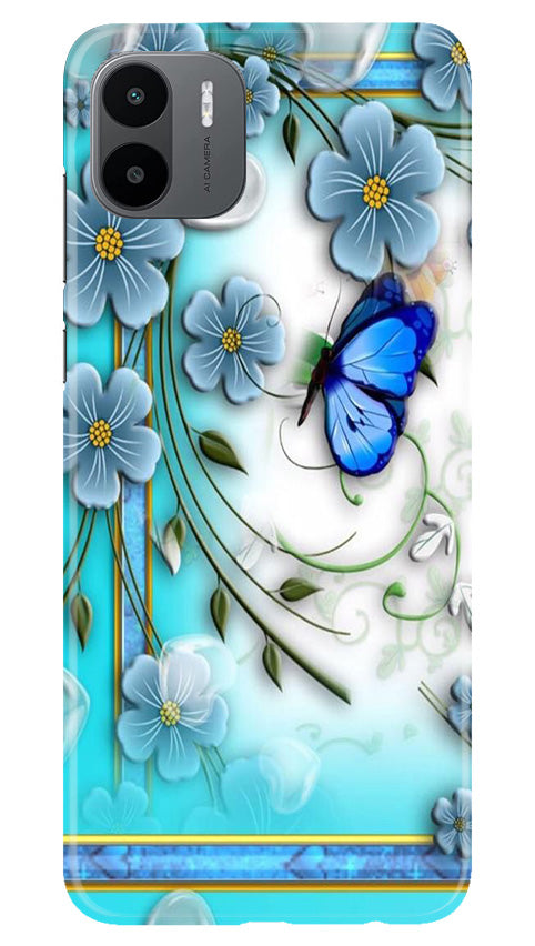 Blue Butterfly Mobile Back Case for Redmi A1 (Design - 21) Blue Butterfly Case for Redmi A1