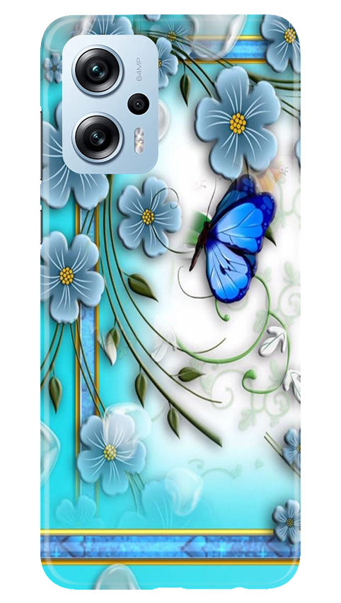 Blue Butterfly Mobile Back Case for Redmi K50i (Design - 21) Blue Butterfly Case for Redmi K50i