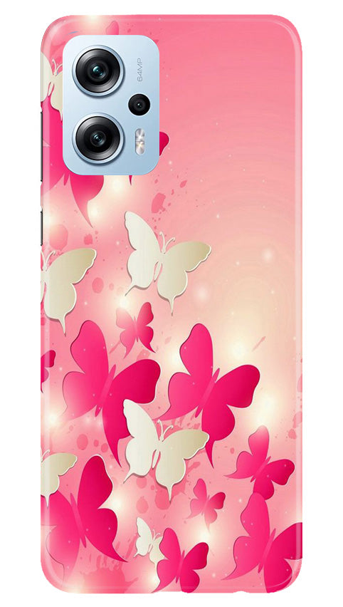 White Pick Butterflies Mobile Back Case for Redmi K50i (Design - 28) White Pick Butterflies Case for Redmi K50i