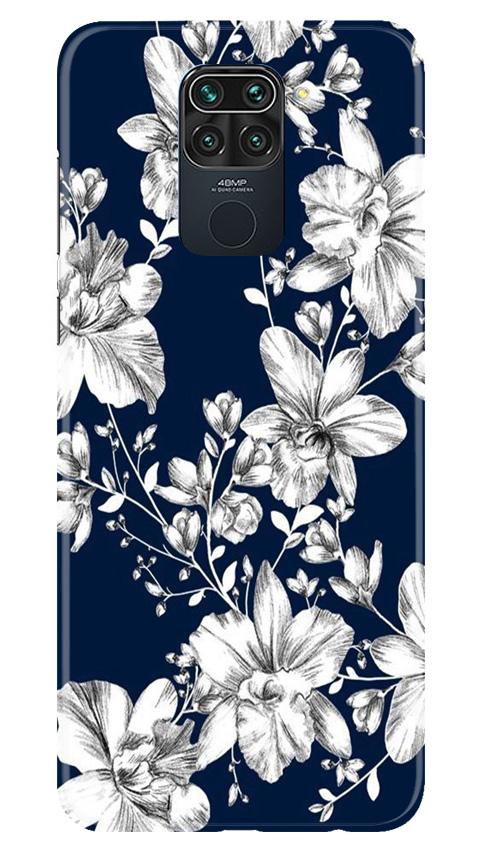 White flowers Blue Background Mobile Back Case for Redmi Note 9 (Design - 14) White flowers Blue Background Case for Redmi Note 9
