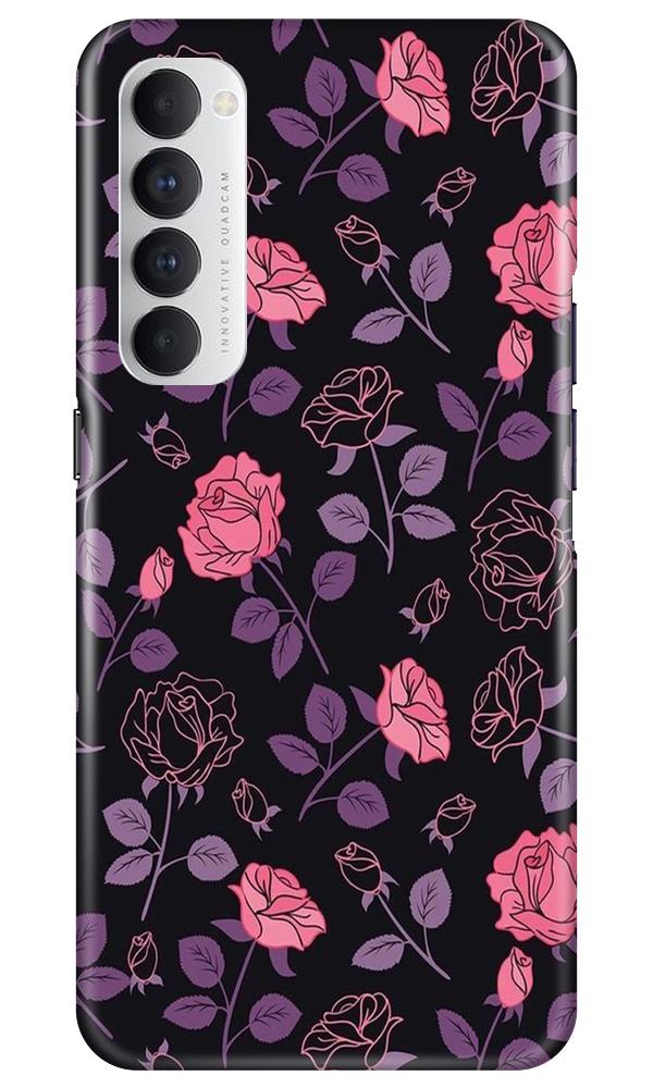 Rose Black Background Mobile Back Case for Oppo Reno4 Pro (Design - 27) Rose Black Background Case for Oppo Reno4 Pro