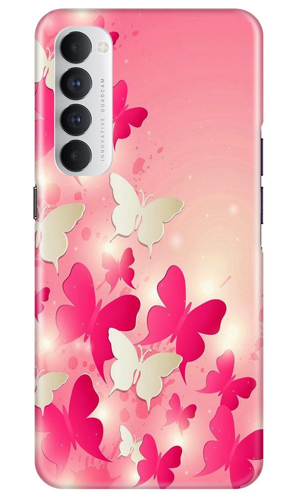 White Pick Butterflies Mobile Back Case for Oppo Reno4 Pro (Design - 28) White Pick Butterflies Case for Oppo Reno4 Pro