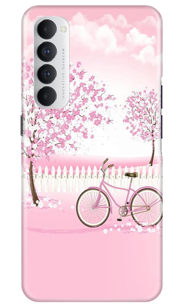 Pink Flowers Cycle Mobile Back Case for Oppo Reno4 Pro (Design - 102) Pink Flowers Cycle Case for Oppo Reno4 Pro (Design - 102)