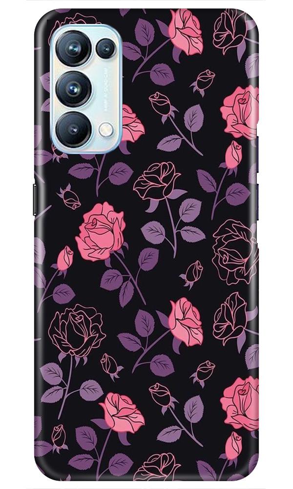 Rose Black Background Mobile Back Case for Oppo Reno5 Pro (Design - 27) Rose Black Background Case for Oppo Reno5 Pro