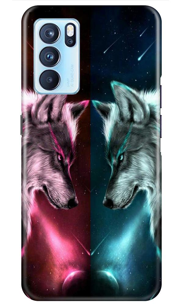 Wolf fight Mobile Back Case for Oppo Reno6 5G (Design - 221) Wolf fight Case for Oppo Reno6 5G (Design No. 221)