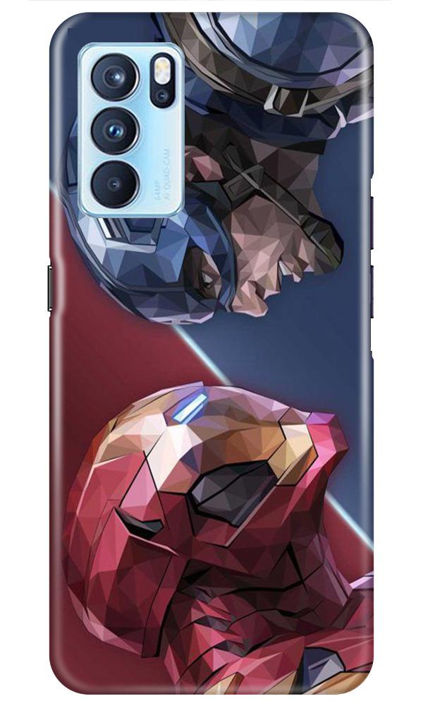 Ironman Captain America Mobile Back Case for Oppo Reno6 Pro 5G (Design - 245) Ironman Captain America Case for Oppo Reno6 Pro 5G (Design No. 245)