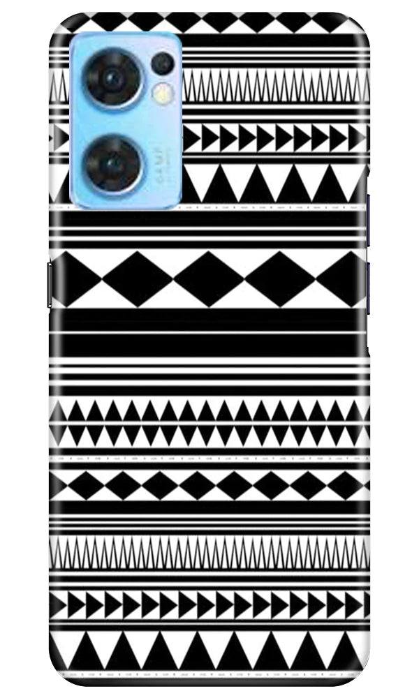 Black white Pattern Mobile Back Case for Oppo Reno7 5G (Design - 5) Black white Pattern Case for Oppo Reno7 5G