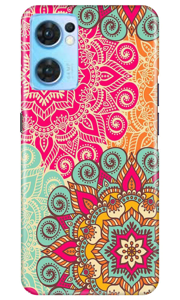 Rangoli art Mobile Back Case for Oppo Reno7 5G (Design - 6) Rangoli art Case for Oppo Reno7 5G