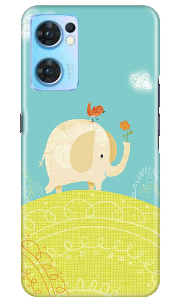 Elephant Painting Mobile Back Case for Oppo Reno7 5G (Design - 46) Elephant Painting Case for Oppo Reno7 5G