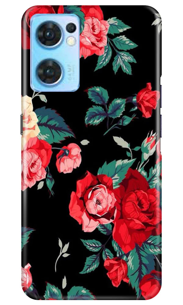 Red Rose2 Mobile Back Case for Oppo Reno7 5G (Design - 81) Red Rose2 Case for Oppo Reno7 5G