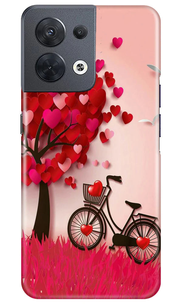 Red Heart Cycle Mobile Back Case for Oppo Reno 8 5G (Design - 191) Red Heart Cycle Case for Oppo Reno 8 5G (Design No. 191)