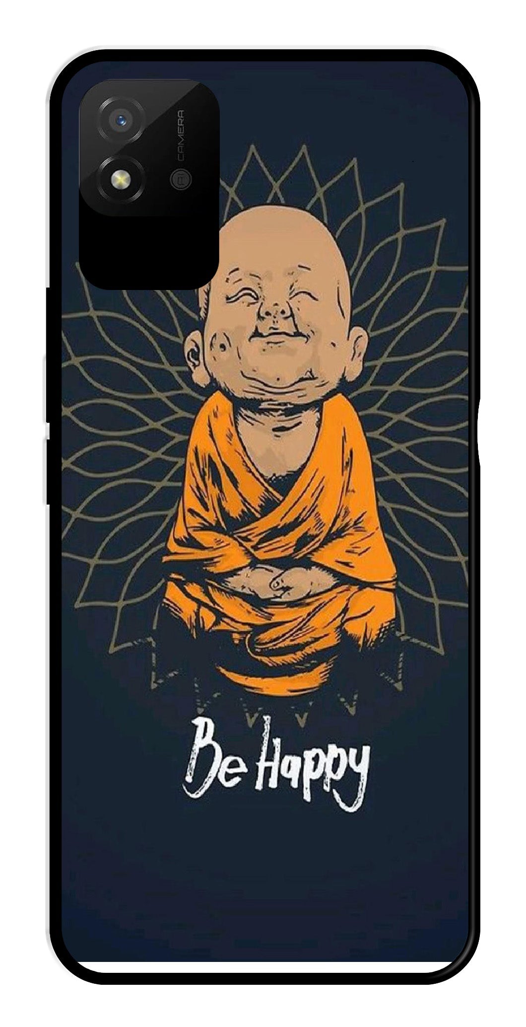 Be Happy Metal Mobile Case for Realme Narzo 50i Be Happy Metal Mobile Case for Realme Narzo 50i (Design No -27)