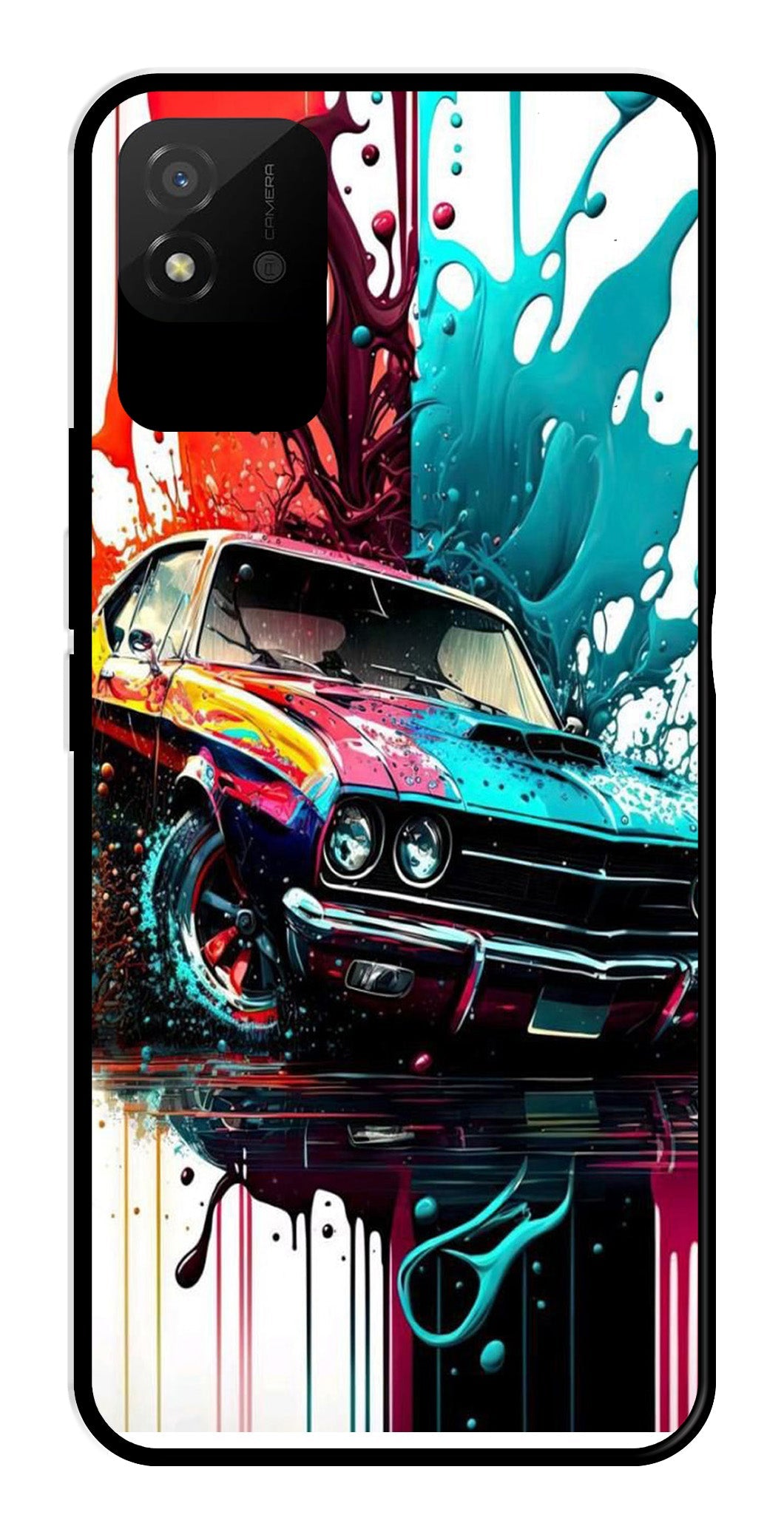 Vintage Car Metal Mobile Case for Realme Narzo 50i Vintage Car Metal Mobile Case for Realme Narzo 50i (Design No -29)