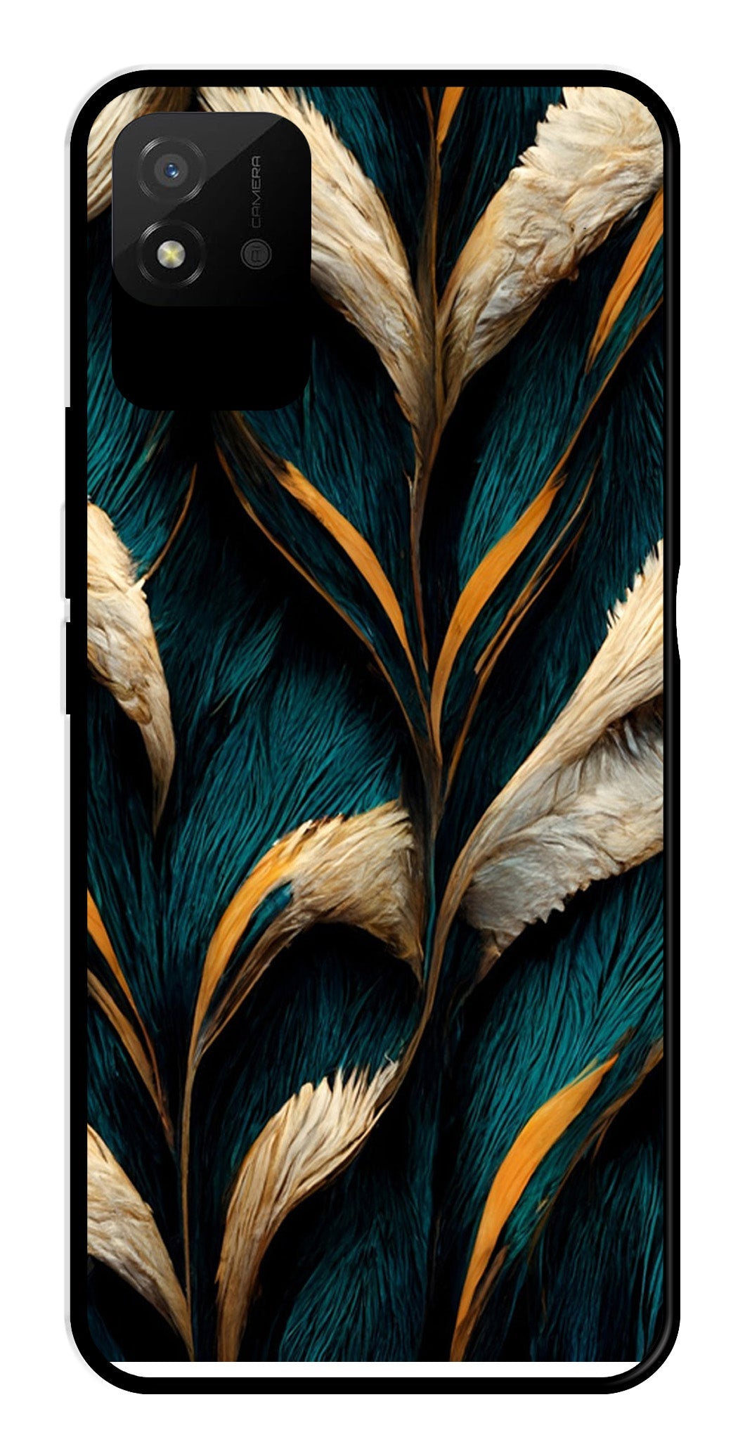 Feathers Metal Mobile Case for Realme Narzo 50i Feathers Metal Mobile Case for Realme Narzo 50i (Design No -30)