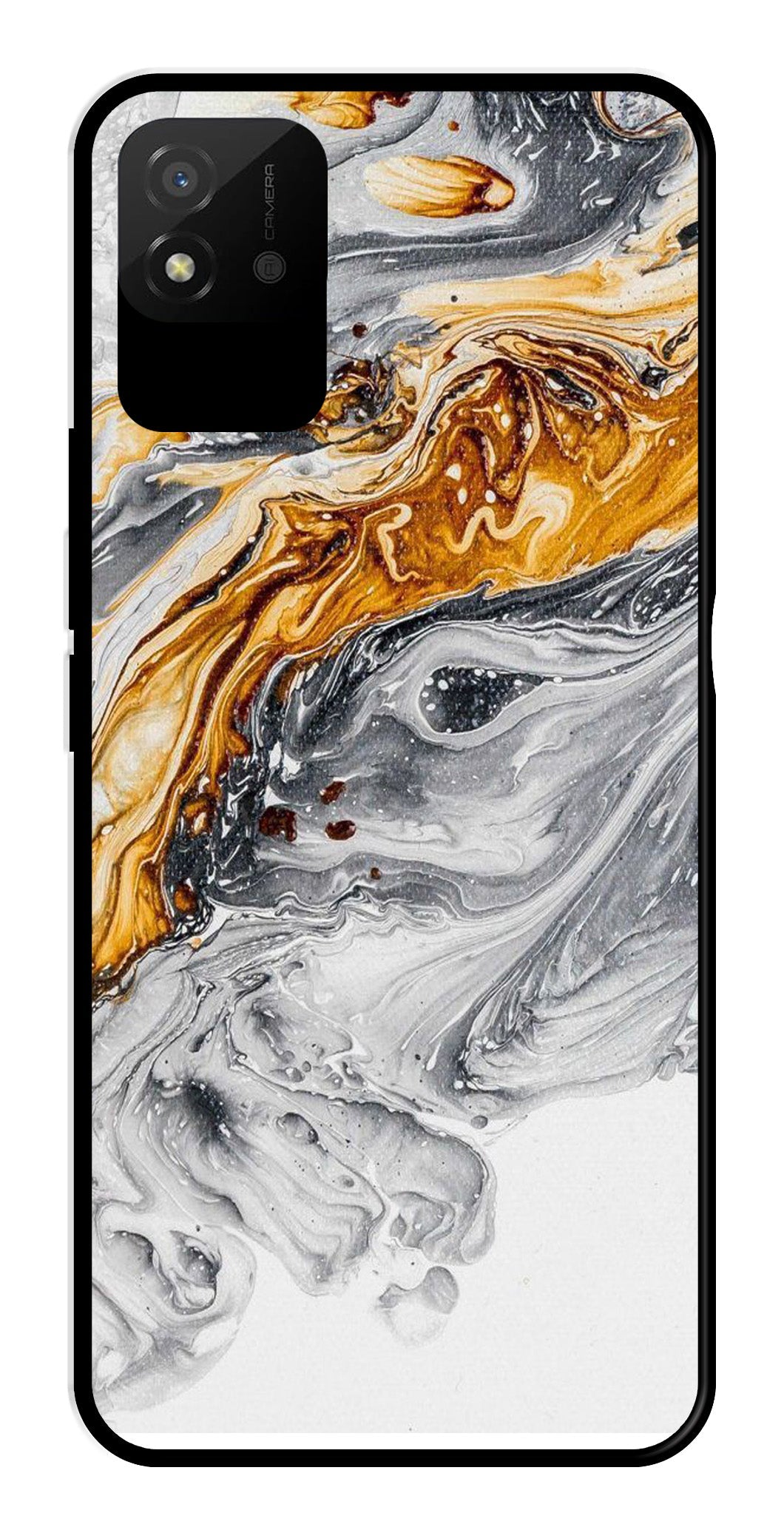 Marble Pattern Metal Mobile Case for Realme Narzo 50i Marble Pattern Metal Mobile Case for Realme Narzo 50i (Design No -36)