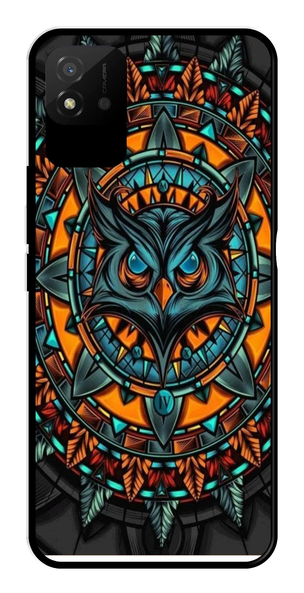 Owl Pattern Metal Mobile Case for Realme Narzo 50i Owl Pattern Metal Mobile Case for Realme Narzo 50i (Design No -42)