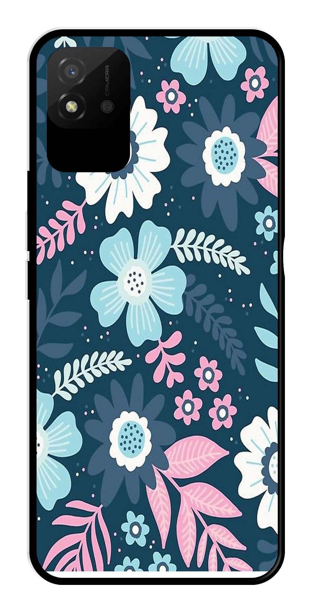 Flower Leaves Design Metal Mobile Case for Realme Narzo 50i (Design No -50)