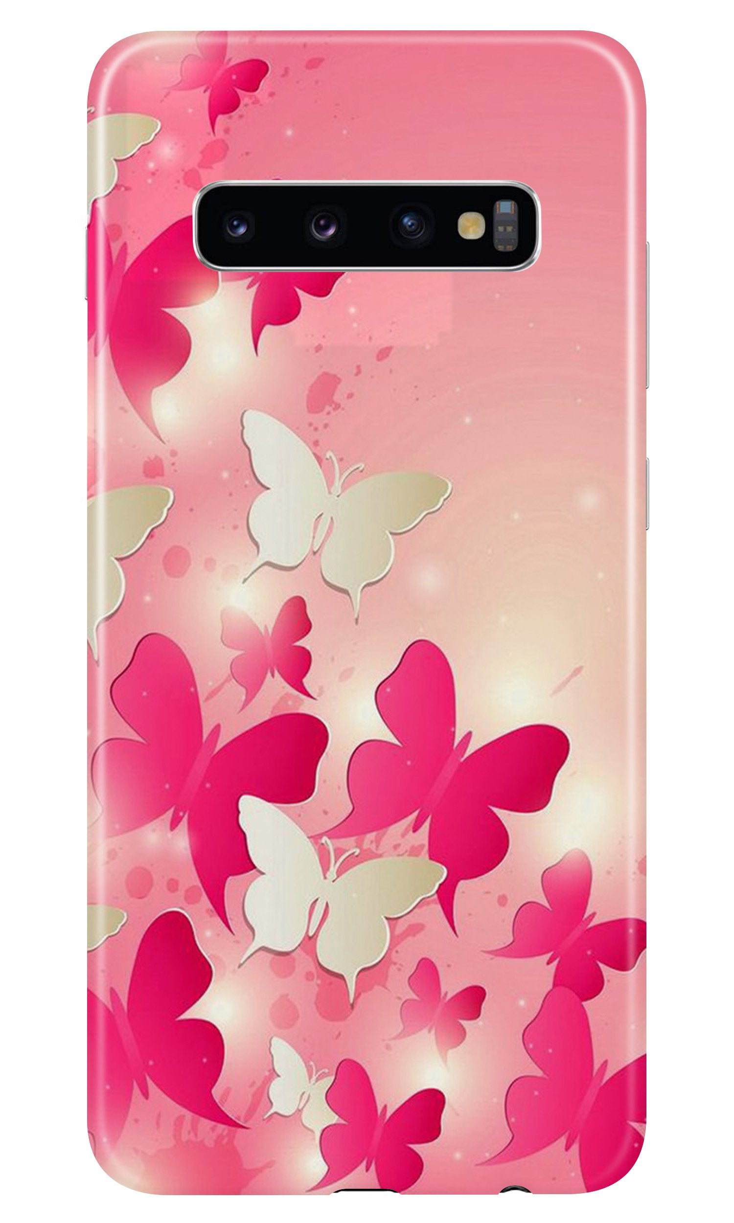 White Pick Butterflies Mobile Back Case for Samsung Galaxy S10 Plus (Design - 28) White Pick Butterflies Case for Samsung Galaxy S10 Plus