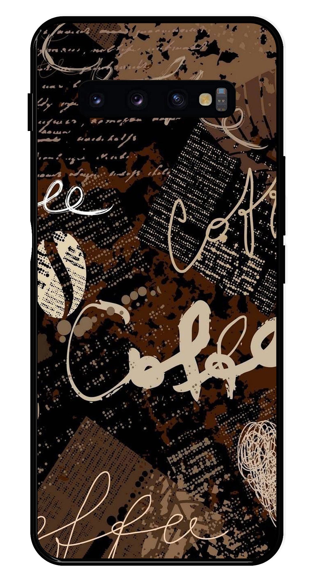 Coffee Pattern Metal Mobile Case for Samsung Galaxy S10 Plus Coffee Pattern Metal Mobile Case for Samsung Galaxy S10 Plus (Design No -37)