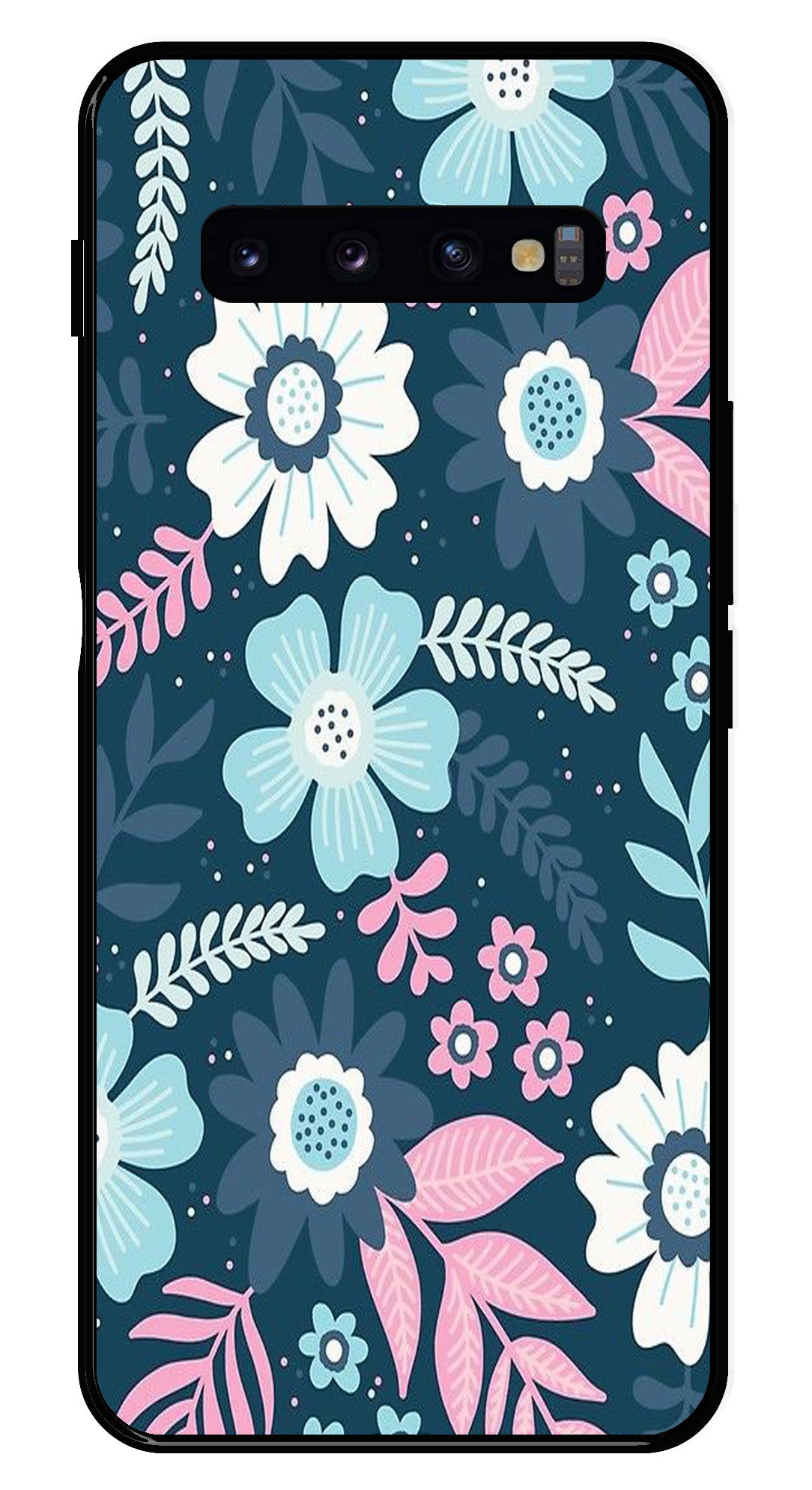 Flower Leaves Design Metal Mobile Case for Samsung Galaxy S10 Plus Flower Leaves Design Metal Mobile Case for Samsung Galaxy S10 Plus (Design No -50)