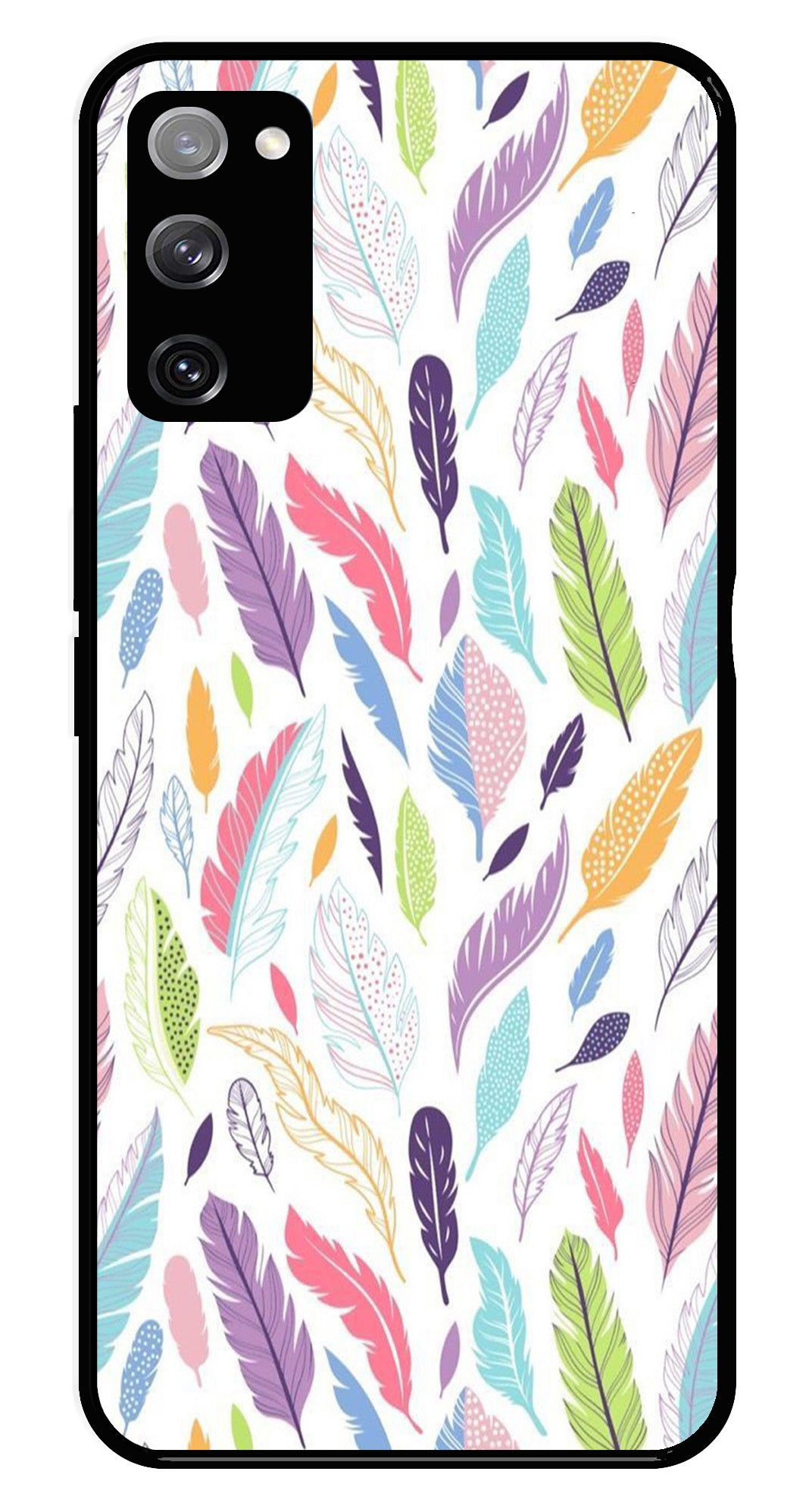 Colorful Feathers Metal Mobile Case for Samsung Galaxy S20 FE 5G Colorful Feathers Metal Mobile Case for Samsung Galaxy S20 FE 5G (Design No -06)