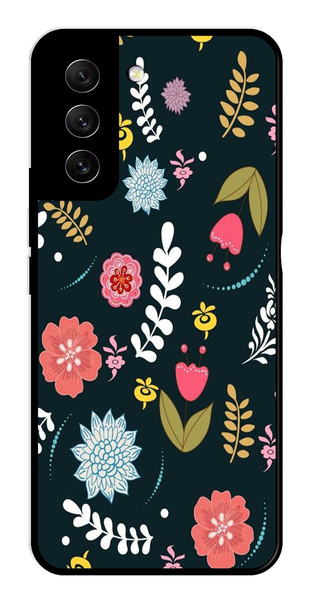 Floral Pattern2 Metal Mobile Case for Samsung Galaxy S21 FE 5G Floral Pattern2 Metal Mobile Case for Samsung Galaxy S21 FE 5G (Design No -12)
