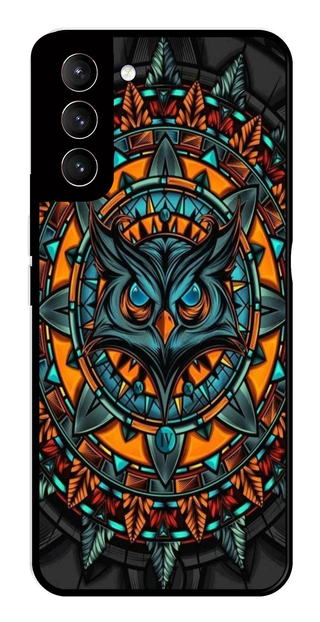Owl Pattern Metal Mobile Case for Samsung Galaxy S22 5G Owl Pattern Metal Mobile Case for Samsung Galaxy S22 5G (Design No -42)