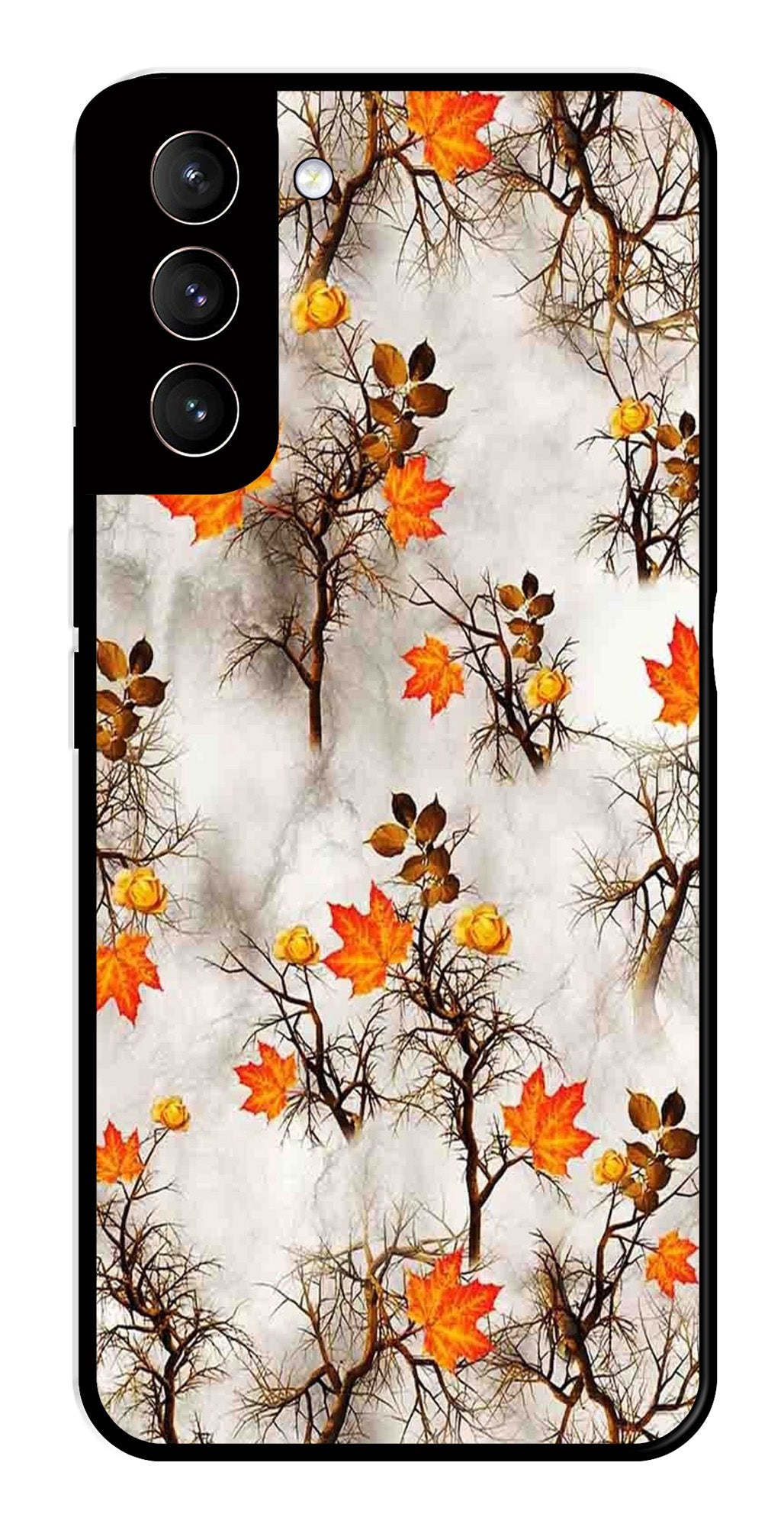 Autumn leaves Metal Mobile Case for Samsung Galaxy S22 Plus 5G (Design No -55)