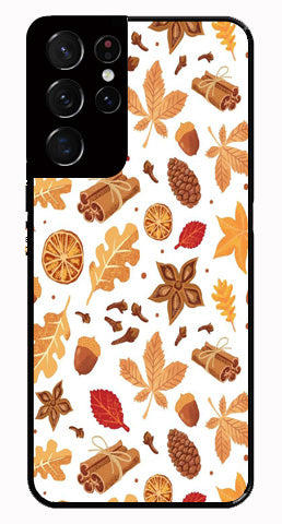 Autumn Leaf Metal Mobile Case for Samsung Galaxy S21 Ultra 5G Autumn Leaf Metal Mobile Case for Samsung Galaxy S21 Ultra 5G (Design No -19)