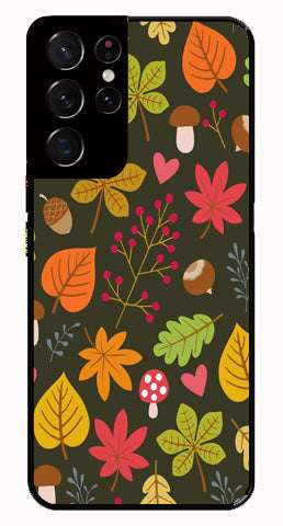 Leaves Design Metal Mobile Case for Samsung Galaxy S21 Ultra 5G (Design No -51)