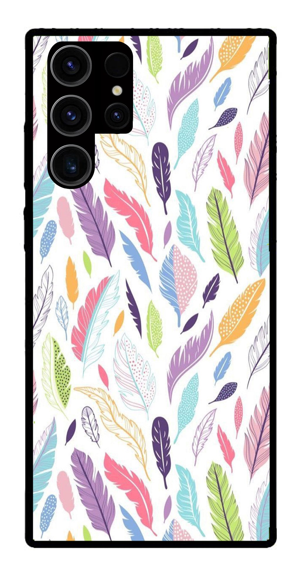 Colorful Feathers Metal Mobile Case for Samsung Galaxy S23 Ultra 5G Colorful Feathers Metal Mobile Case for Samsung Galaxy S23 Ultra 5G (Design No -06)