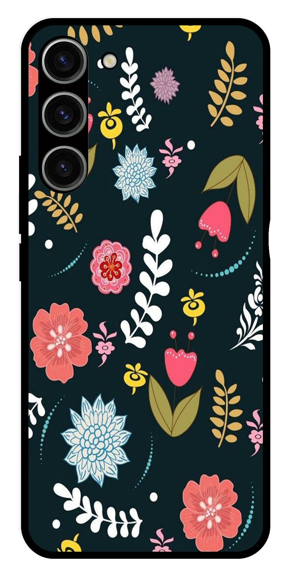 Floral Pattern2 Metal Mobile Case for Samsung Galaxy S23 Plus 5G Floral Pattern2 Metal Mobile Case for Samsung Galaxy S23 Plus 5G (Design No -12)