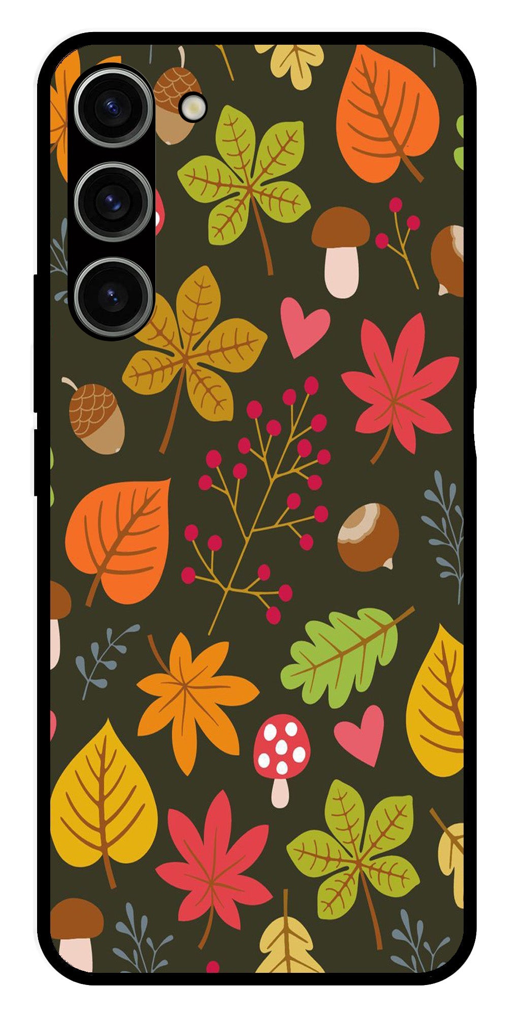 Leaves Design Metal Mobile Case for Samsung Galaxy S23 5G Leaves Design Metal Mobile Case for Samsung Galaxy S23 5G (Design No -51)