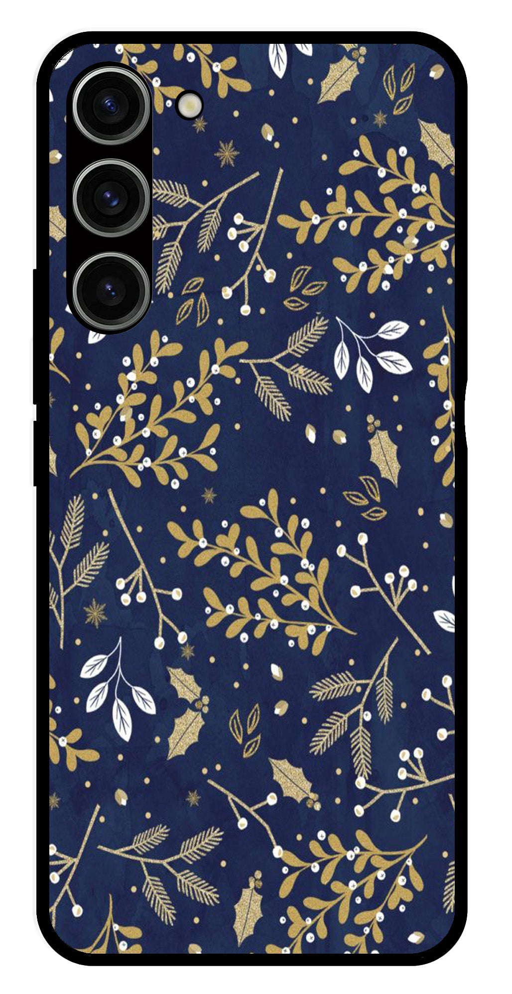 Floral Pattern Metal Mobile Case for Samsung Galaxy S23 Plus 5G (Design No -52)