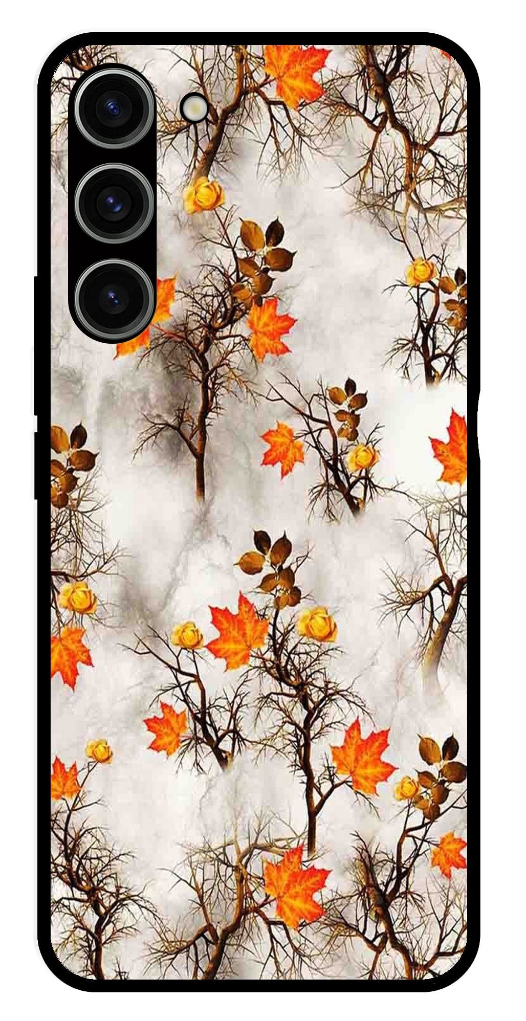 Autumn leaves Metal Mobile Case for Samsung Galaxy S23 Plus 5G Autumn leaves Metal Mobile Case for Samsung Galaxy S23 Plus 5G (Design No -55)