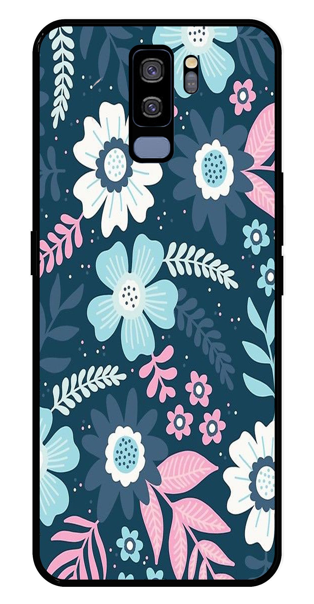 Flower Leaves Design Metal Mobile Case for Samsung Galaxy S9 Plus (Design No -50)
