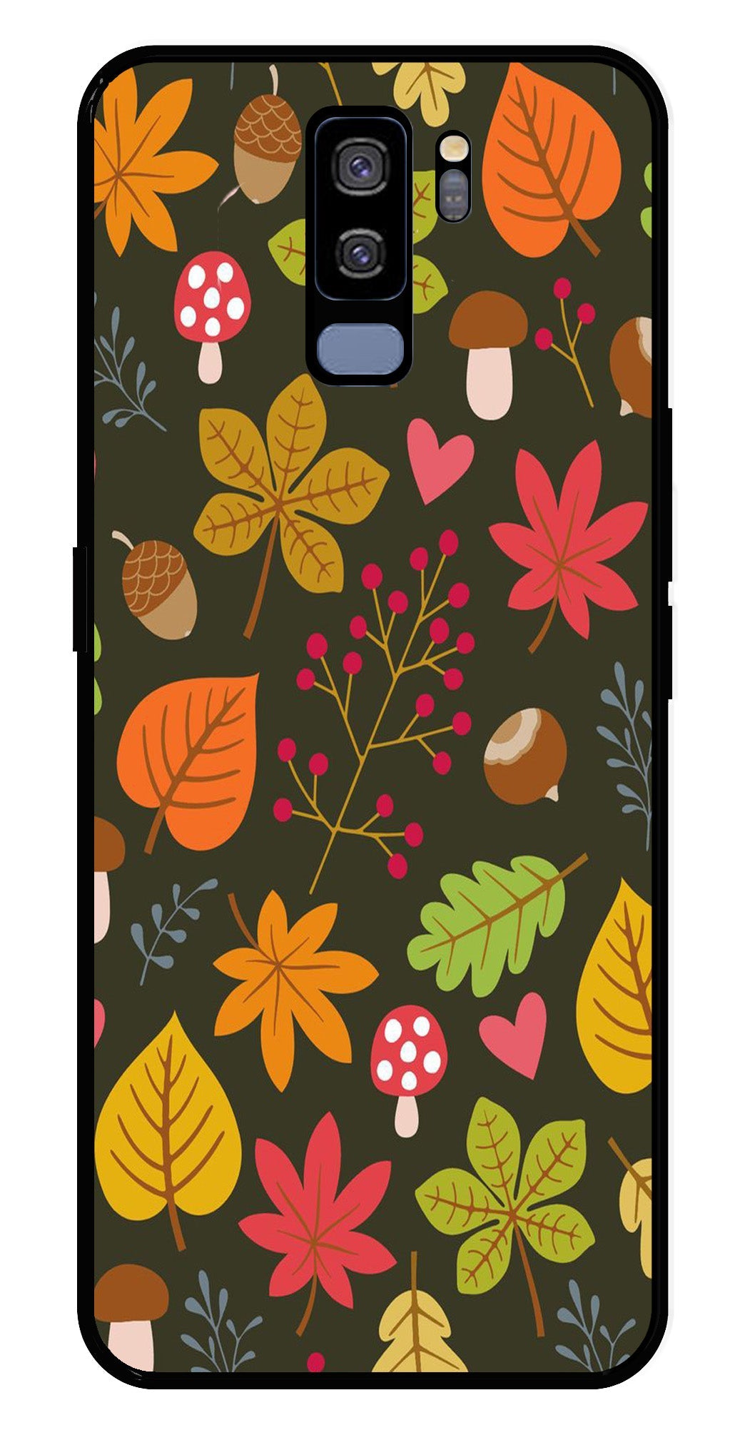 Leaves Design Metal Mobile Case for Samsung Galaxy S9 Plus (Design No -51)
