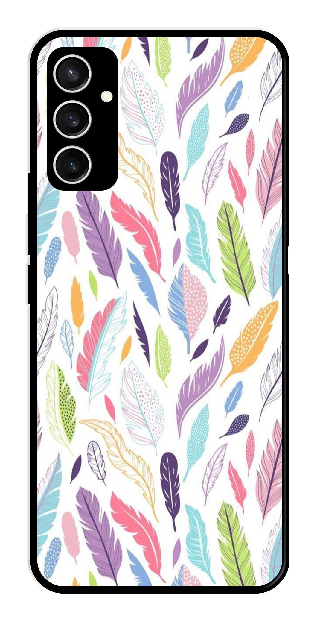 Colorful Feathers Metal Mobile Case for Samsung Galaxy S23 FE Colorful Feathers Metal Mobile Case for Samsung Galaxy S23 FE (Design No -06)