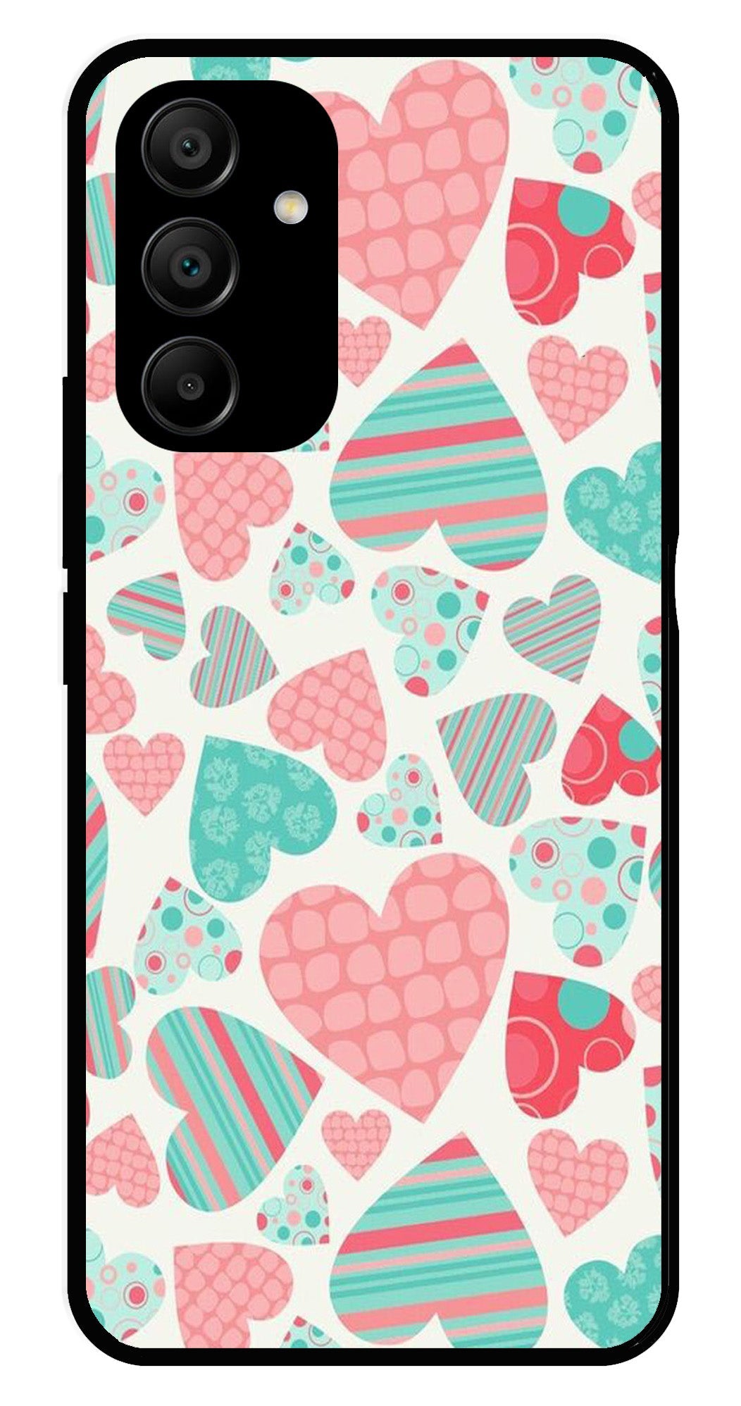 Hearts Pattern Metal Mobile Case for Samsung Galaxy A25 5G Hearts Pattern Metal Mobile Case for Samsung Galaxy A25 5G (Design No -22)