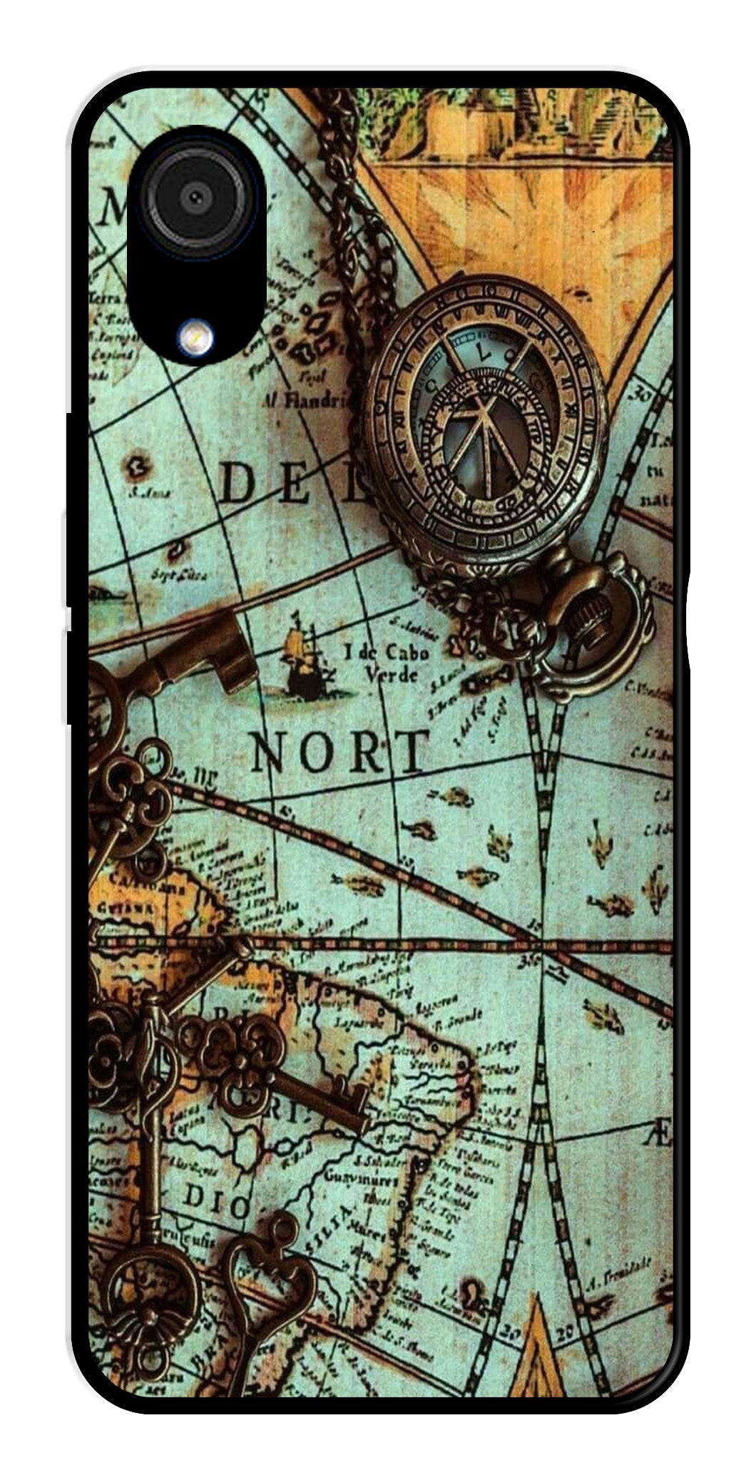 Map Design Metal Mobile Case for Samsung Galaxy A03 Core (Design No -54)
