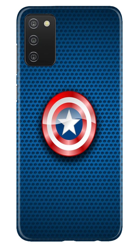 Captain America Shield Mobile Back Case for Samsung Galaxy A03s (Design - 253) Captain America Shield Case for Samsung Galaxy A03s (Design No. 253)